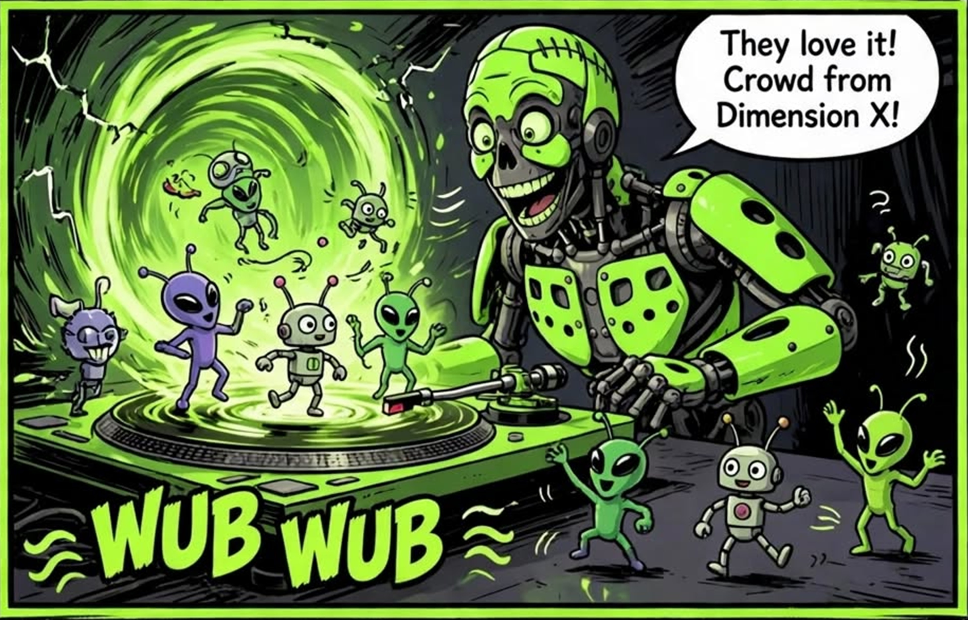 Y'all Ain't Ready — panel 3: Crowd from Dimension X